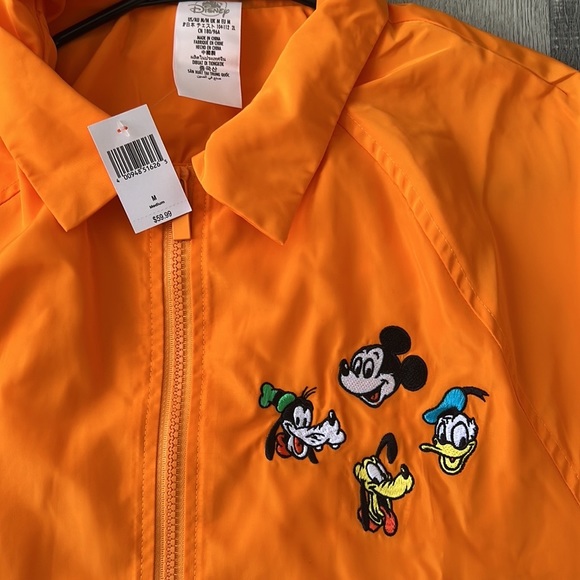 Disney Neon Orange Small Nylon windbreaker Jacket - Picture 3 of 6